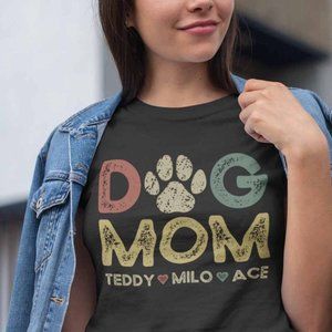 Custom Name Dog Mom Shirt with Dog Names, Happy Mother's Day T-Shirt